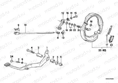 Rear wheel brake, drum brake