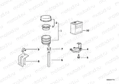 Rear wheel brake, fluid container