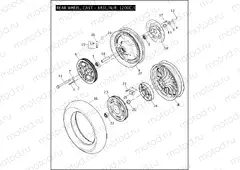REAR WHEEL, CAST - 883L/N/R, 1200C/L