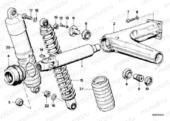 Rear wheel swinging arm mounting parts