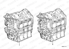 Short engine/crank case with pistons
