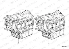 Short engine/crank case with pistons