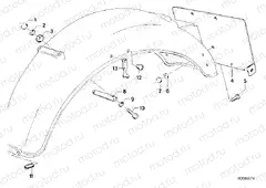 Wheel cover, rear, mounting parts