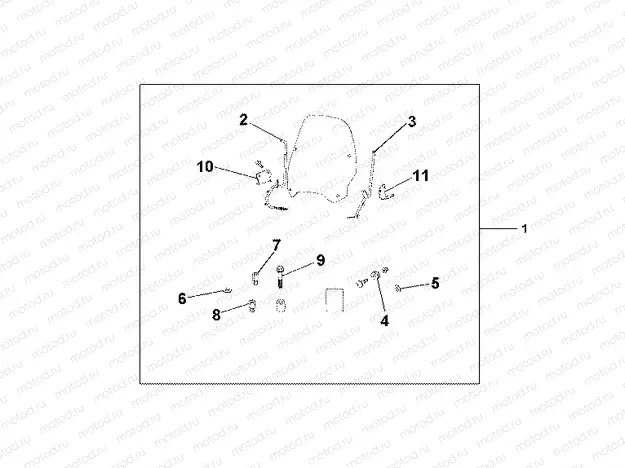 08R-80-02 WINDSHIELD EXCL KNUCKLE GUARDS