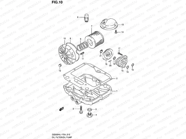 10 - OIL FILTER-OIL PUMP (GS500FH)