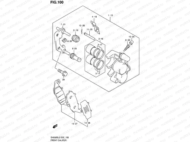 100 - FRONT CALIPER (SV650SUL2 E24)