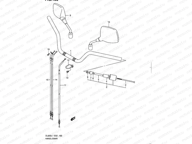 100 - HANDLEBAR (DL650AUEL1 E19)
