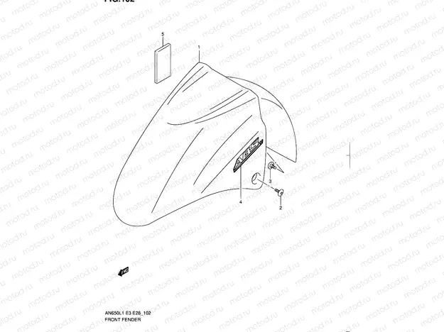 102 - FRONT FENDER (AN650AL1 E28)(UP TO JS1CP51B B2100596)