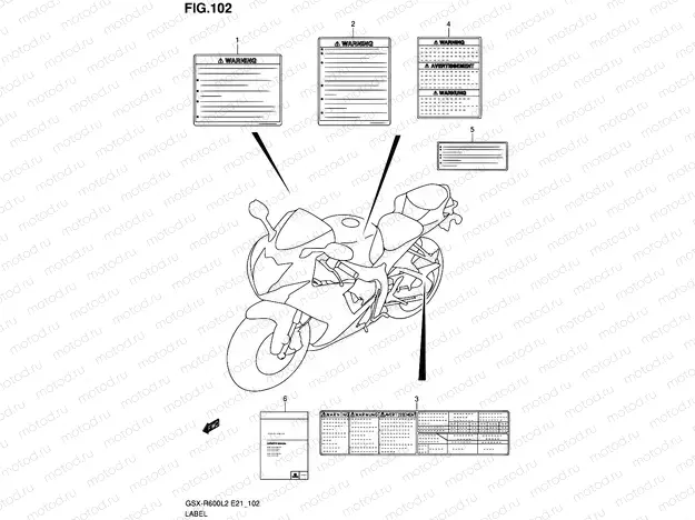 102 - LABEL (GSX-R600UEL2 E21)