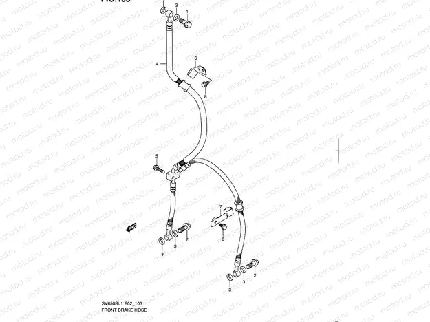103 - FRONT BRAKE HOSE (SV650SL1 E24)