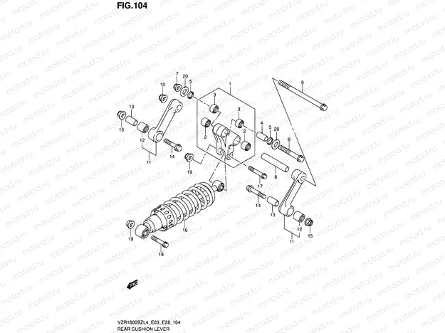 104 - REAR CUSHION LEVER (VZR1800BZL4 E33)
