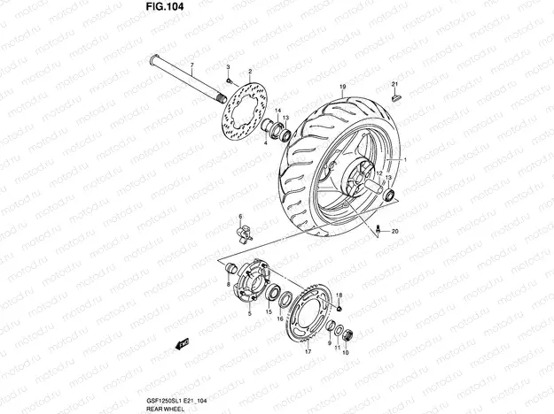104 - REAR WHEEL (GSF1250SL1 E21)