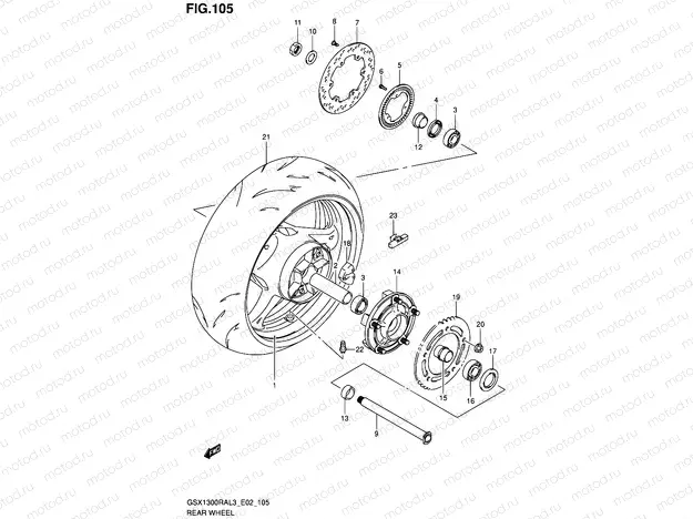 105 - REAR WHEEL (GSX1300RAUFL3 E19)