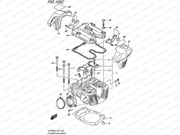 105C - CYLINDER HEAD (REAR) (VZR1800BZL6 E19)