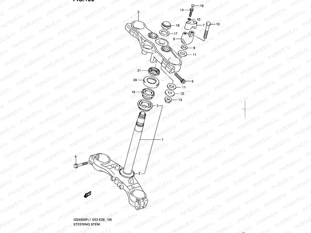 106 - STEERING STEM (GSX650FL1 E28)