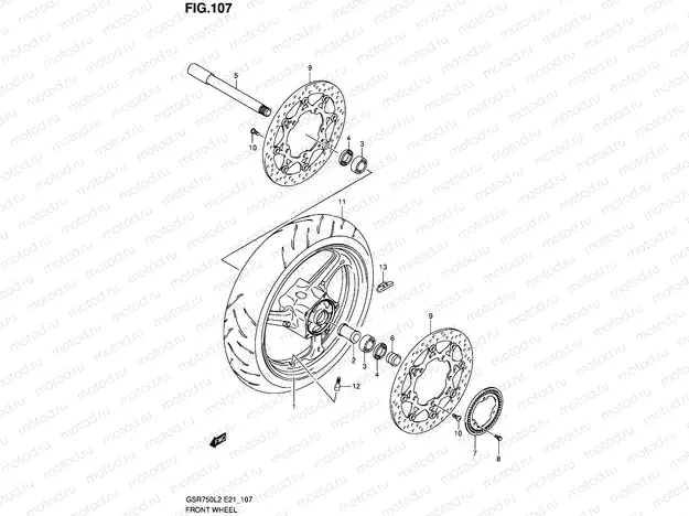 107 - FRONT WHEEL (GSR750AUEL2 E21)
