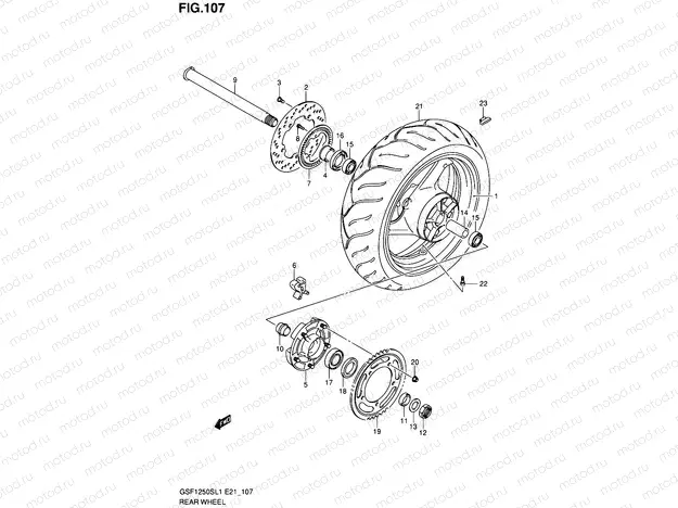 107 - REAR WHEEL (GSF1250SAL1 E24)