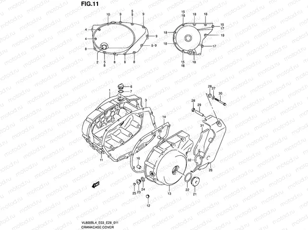 11 - CRANKCASE COVER (VL800BL4 E28)
