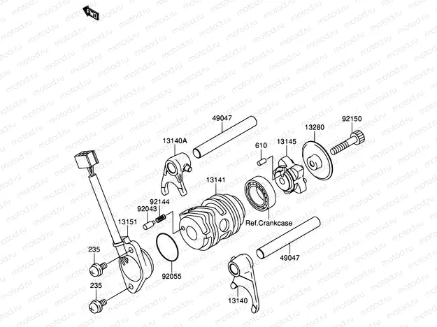 11 - GEAR CHANGE DRUM/SHIFT FORK