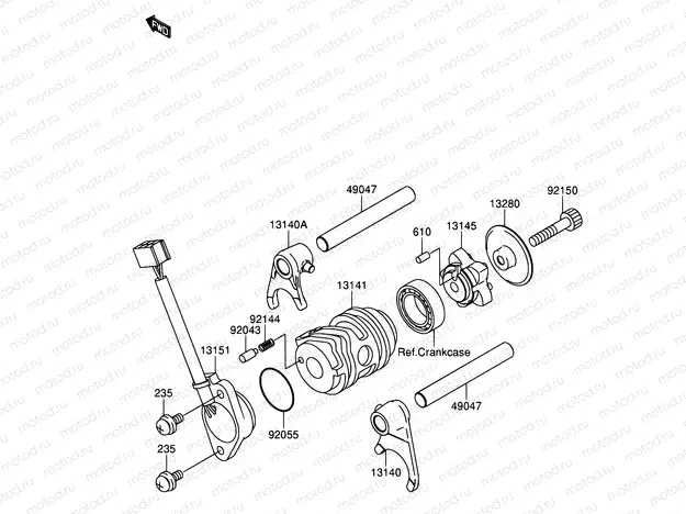 11 - GEAR CHANGE DRUM/SHIFT FORK