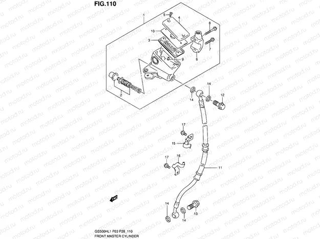 110 - FRONT MASTER CYLINDER (GS500FH P03)