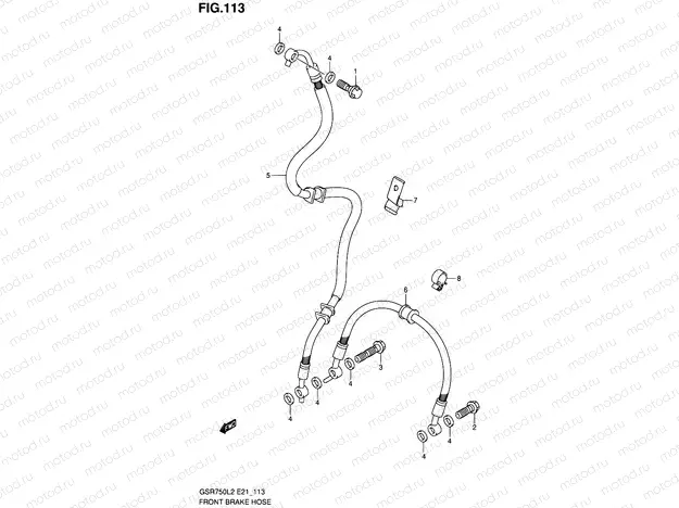 113 - FRONT BRAKE HOSE (GSR750L2 E24)