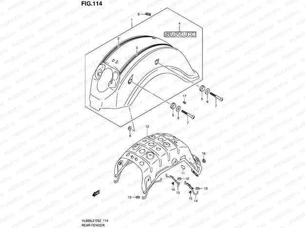 114 - REAR FENDER (VL800CL2 E02)