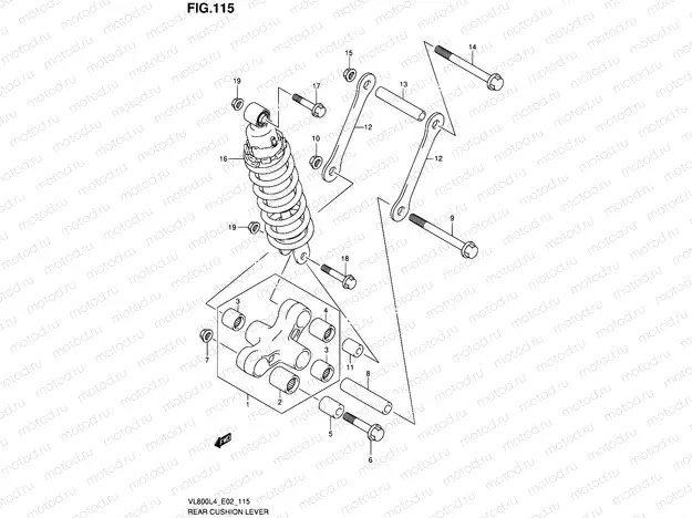 115 - REAR CUSHION LEVER (VL800CL4 E19)