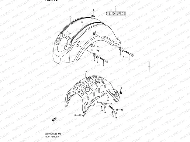 116 - REAR FENDER (VL800TL1 E24)
