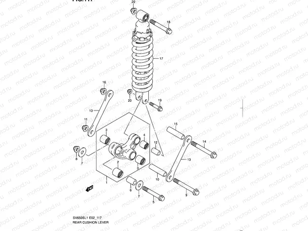 117 - REAR CUSHION LEVER (SV650SUL1 E24)