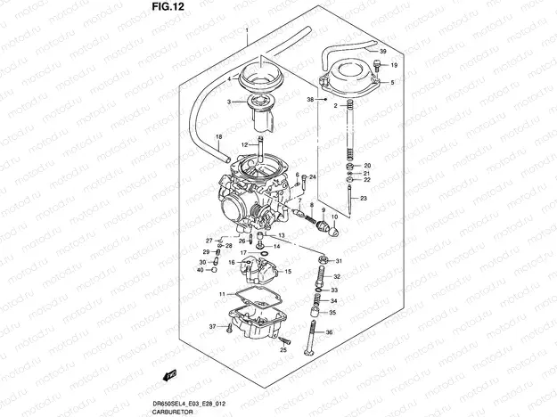 12 - CARBURETOR (DR650SEL4 E28)