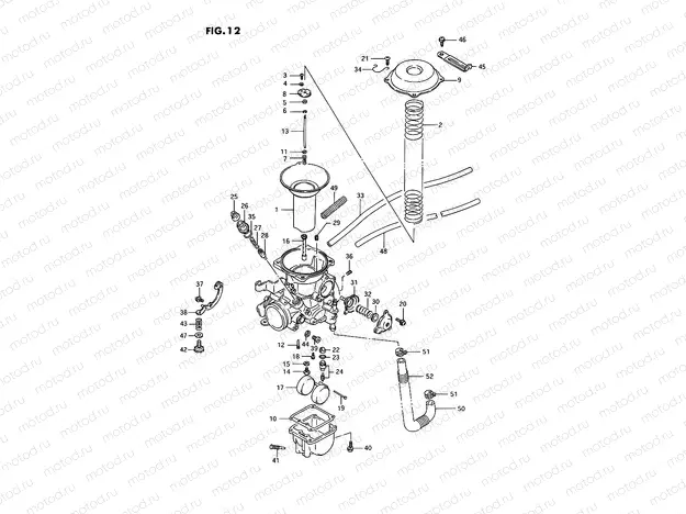 12 - CARBURETOR (REAR)(MODEL H/J/K/L/M/N/P/R)