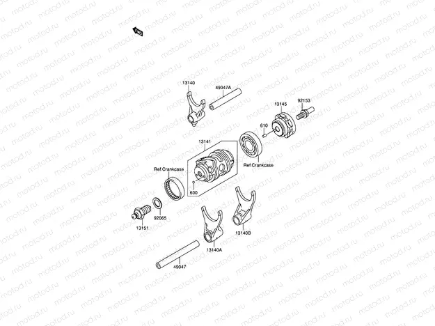 12 - GEAR CHANGE DRUM/SHIFT FORK