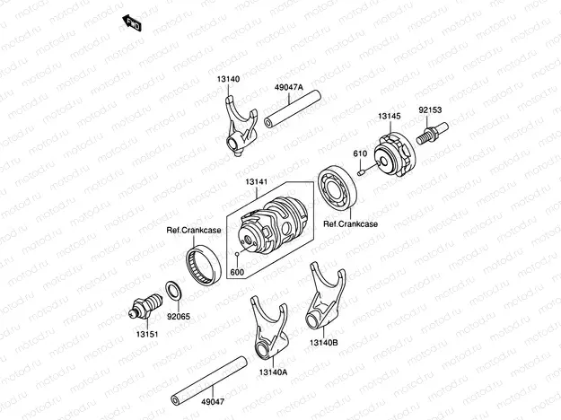 12 - GEAR CHANGE DRUM/SHIFT FORK