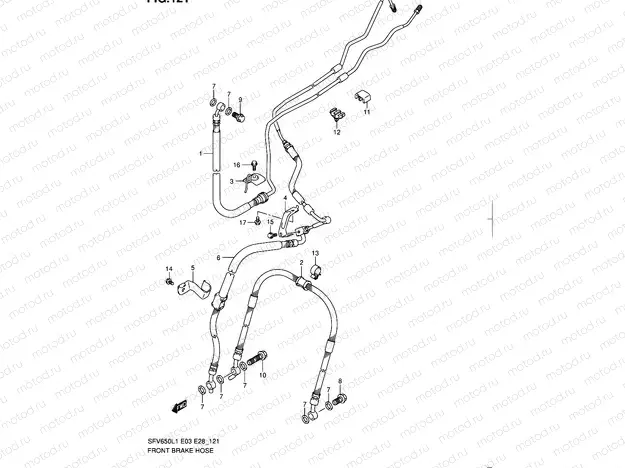 121 - FRONT BRAKE HOSE (SFV650AL1 E33)