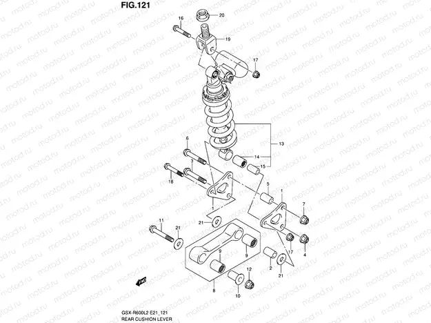121 - REAR CUSHION LEVER (GSX-R600UFL2 E21)