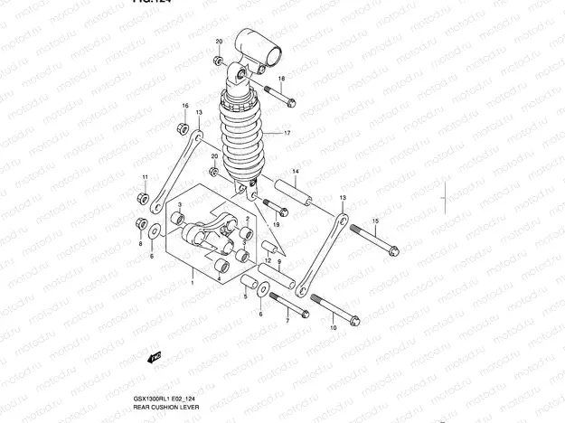 124 - REAR CUSHION LEVER (GSX1300RL1 E51)