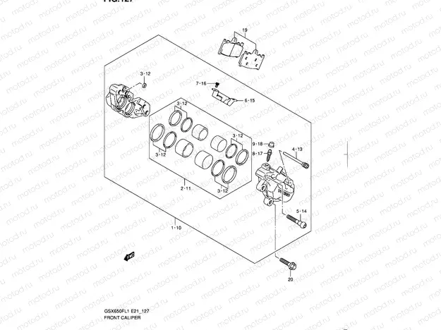 127 - FRONT CALIPER (GSX650FUL1 E21)