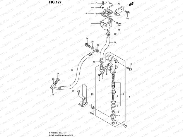 127 - REAR MASTER CYLINDER (SV650SL2 E24)