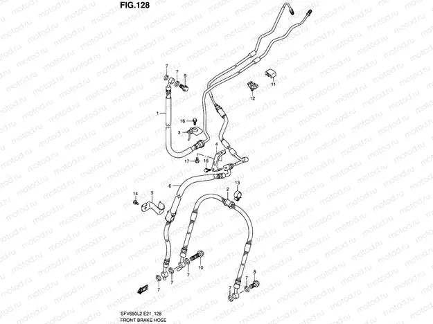 128 - FRONT BRAKE HOSE (SFV650AL2 E21)