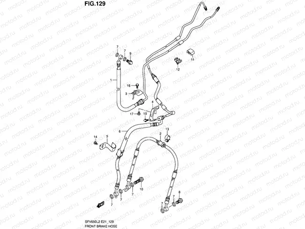 129 - FRONT BRAKE HOSE (SFV650UAL2 E21)