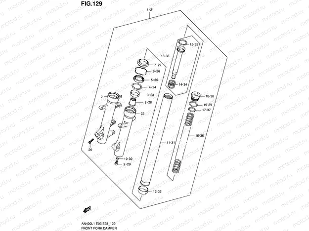 129 - FRONT FORK DAMPER (AN400L1 E03)