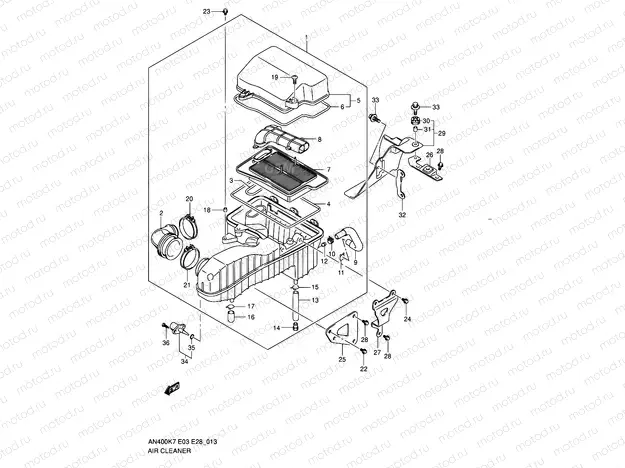 13 - AIR CLEANER (MODEL K7/K8/K9)