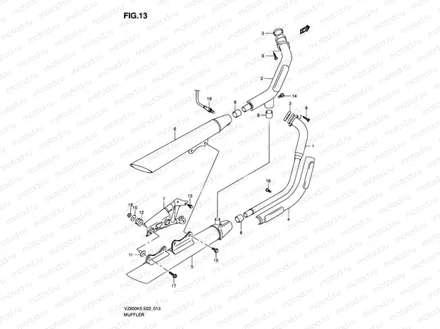 13 - MUFFLER (MODEL K5/K6/K7/K8)