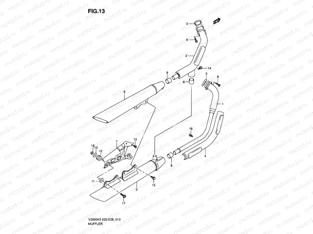 13 - MUFFLER (MODEL K5/K6/K7/K8)