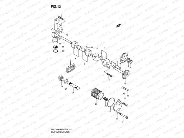 13 - OIL PUMP (RM-Z450K8/K9/L0)