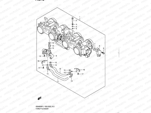 13 - THROTTLE BODY (GSX650FL1 E28)