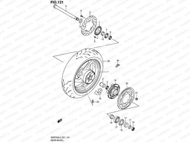131 - REAR WHEEL (GSR750AUEL3 E21)