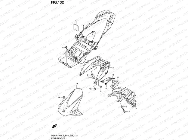 132 - REAR FENDER (GSX-R1000L3 E33)