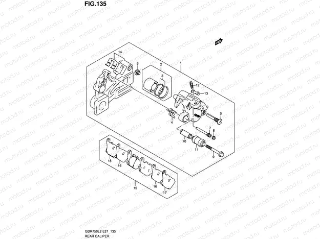 135 - REAR CALIPER (GSR750AL2 E21)